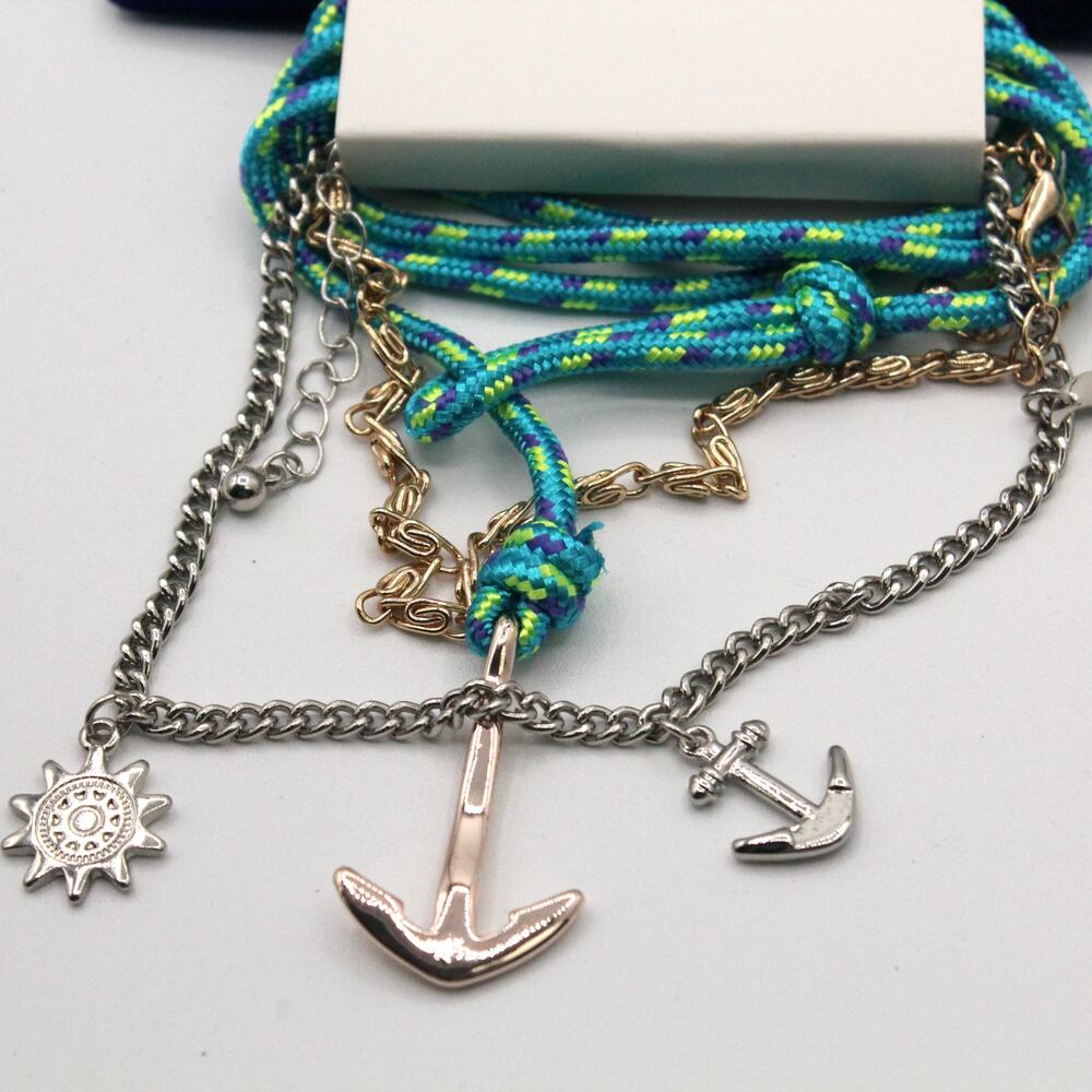 Gemma Simone Nautical Multi Strand Rope & Chain Charm Bracelet Set NEW - Picture 2 of 2